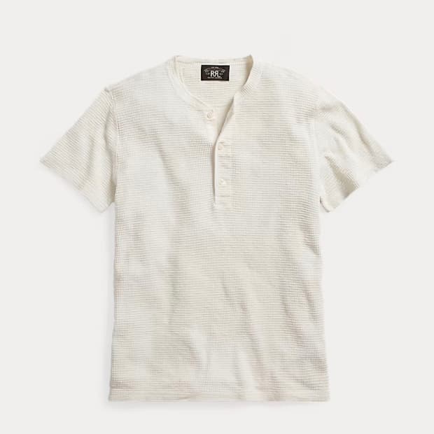 (새상품)RRL 와플 니트 숏 슬리브 헨리 셔츠