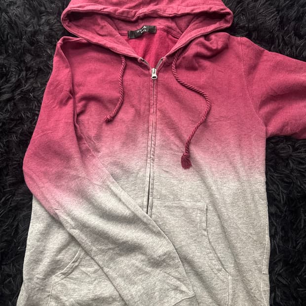 “HUDSON hoey” Red&gray hood zip-up