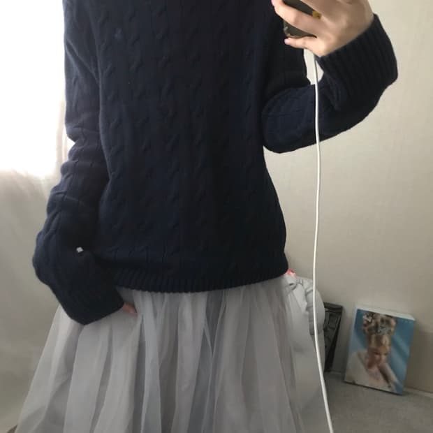 폴로 네이비 케이블 니트