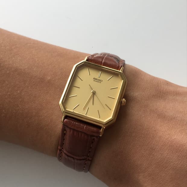 90s seiko tank gold quartz ver.2