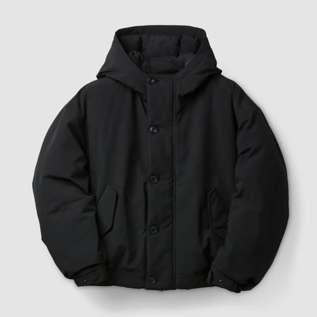 쿠어 버튼 덕 다운 플라이트 봄버 (블랙) M 새상품