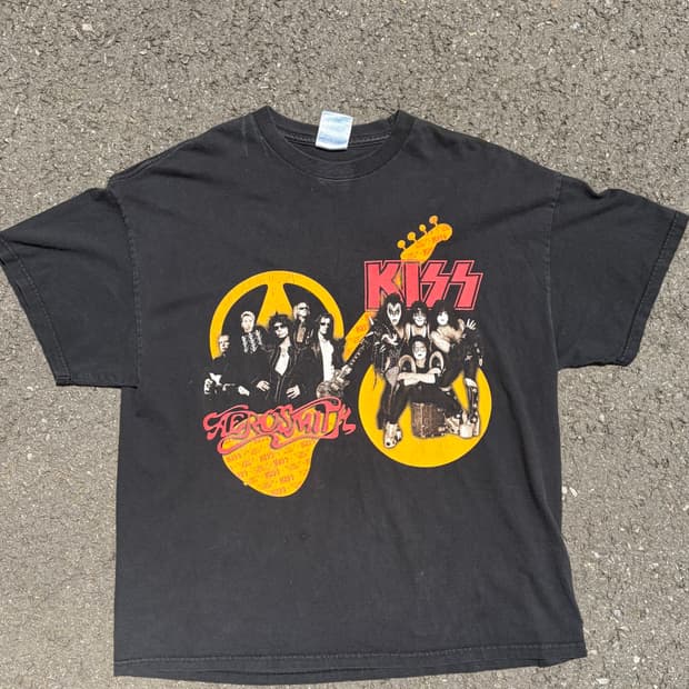 03/04 kiss aerosmith usa 콜라보 투어 밴드 티 Xl