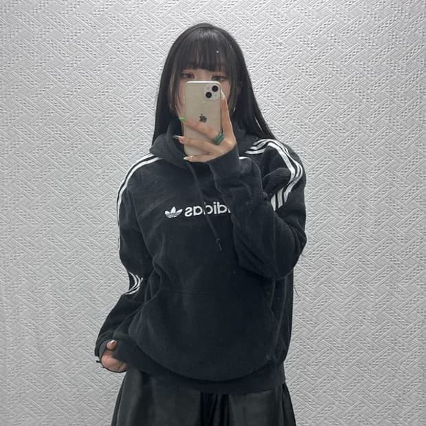 아디다스 올드스쿨 빈티지 캐주얼 후리스 후드티 L C09292