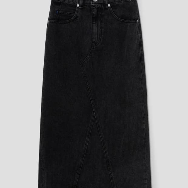 [구호플러스] 데님 롱 스커트 (블랙)