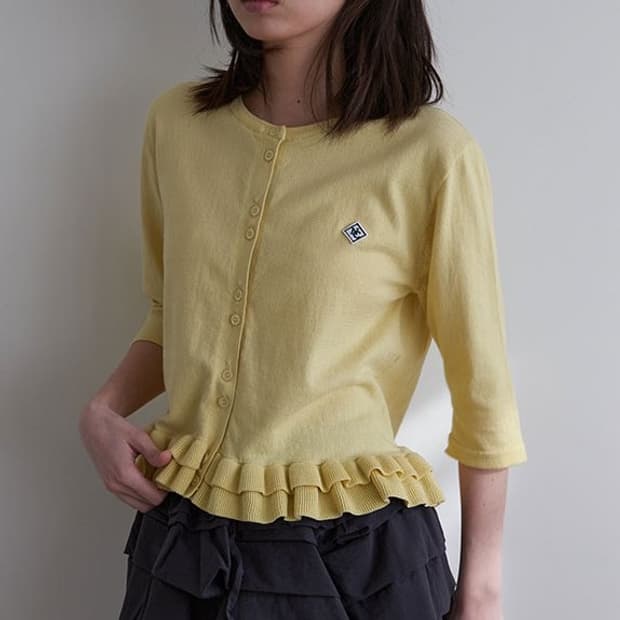 (구해요)노컨텐츠 Frill Knit cardigan _ 노랑