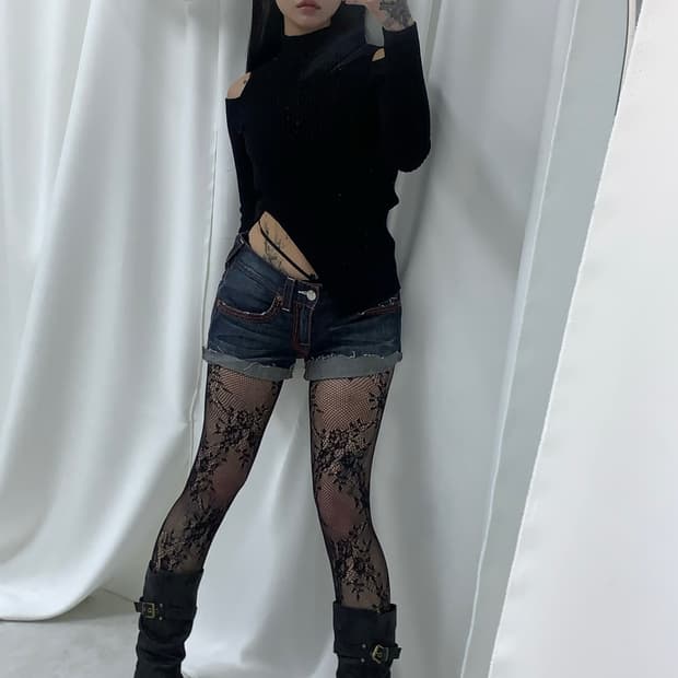 True Religion Red-Stitched Denim Shorts