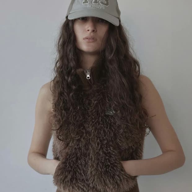 스컬프터 조끼 Faux fur zip-up vest brown