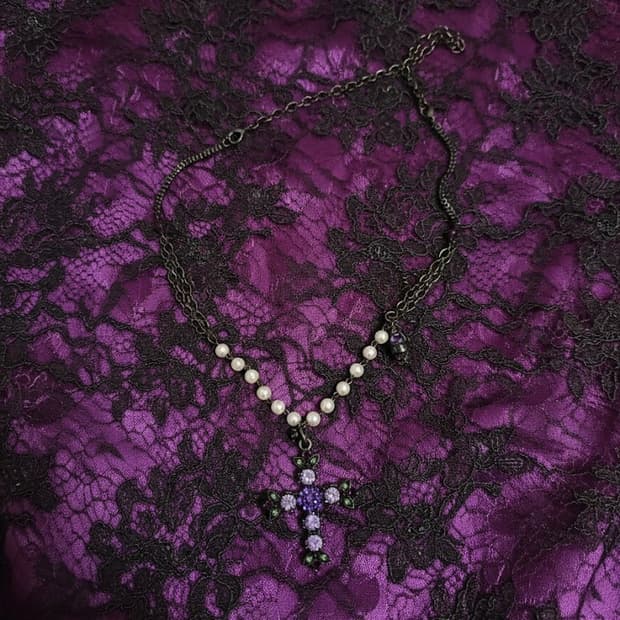 🌹💀안나수이 십자가 장미포인트 목걸이🌹💀