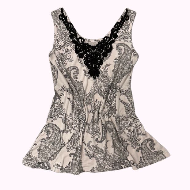 SPIGA paisley crochet detail sleeveless