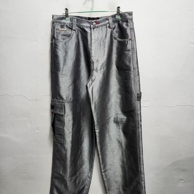 쟈니블레이즈 실버 카고 와이드 팬츠