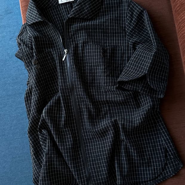 Light fabric natural check shirt jacket
