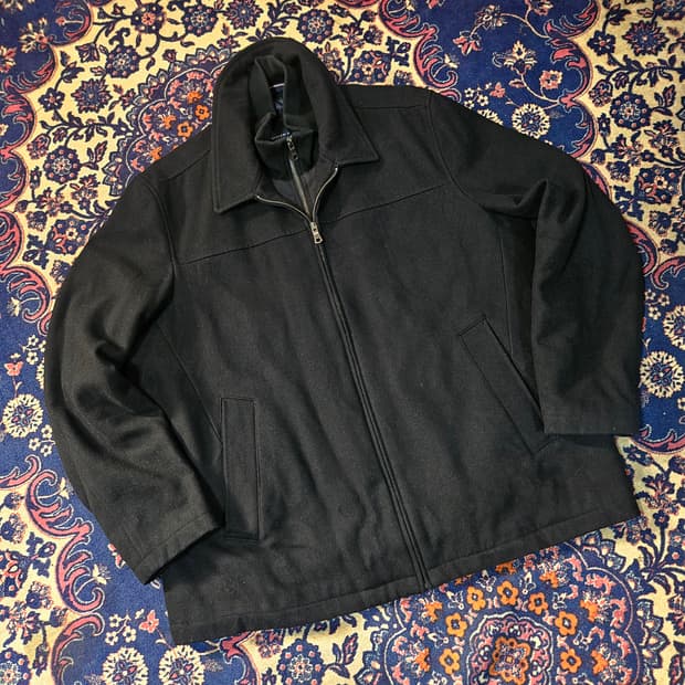 타미힐피거 하이넥 레이어드 카라넥 누빔 울 자켓 2XL