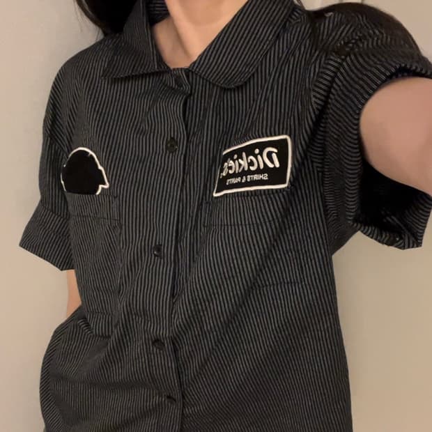 DICKIES stripe half shirts