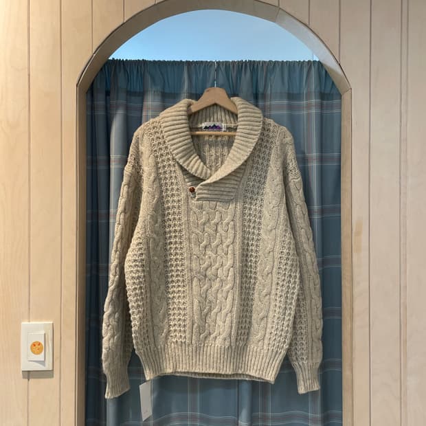 일본빈티지 카라버튼 케이블니트 