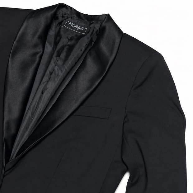 YSL 블레이저 라펠 실크 디테일 블랙