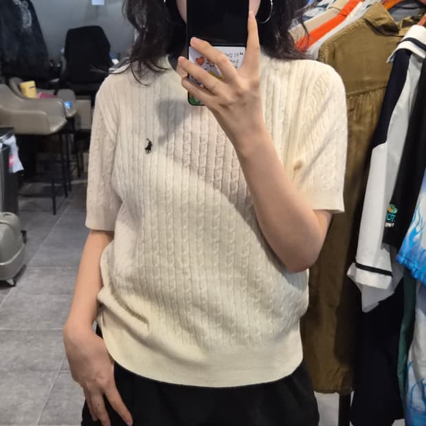 [NO.9] 폴로 꽈배기 반팔 니트 화이트