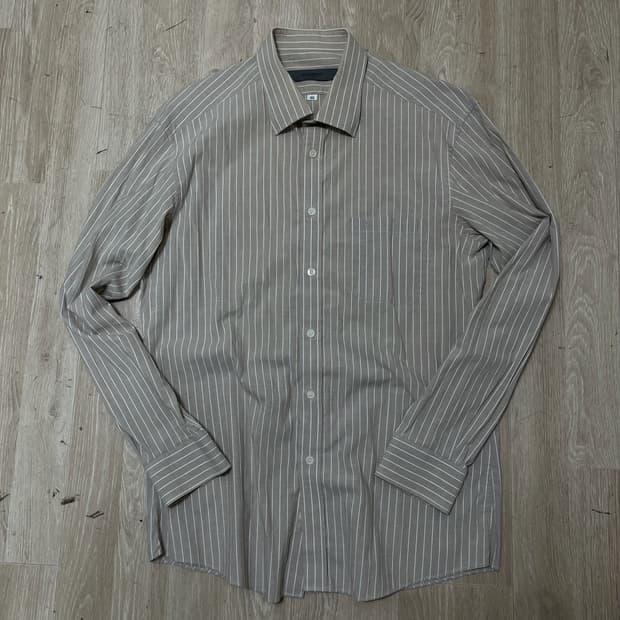 지방시 포켓 로고 자수 스트라이프 긴팔 셔츠 [베이지] XL/105