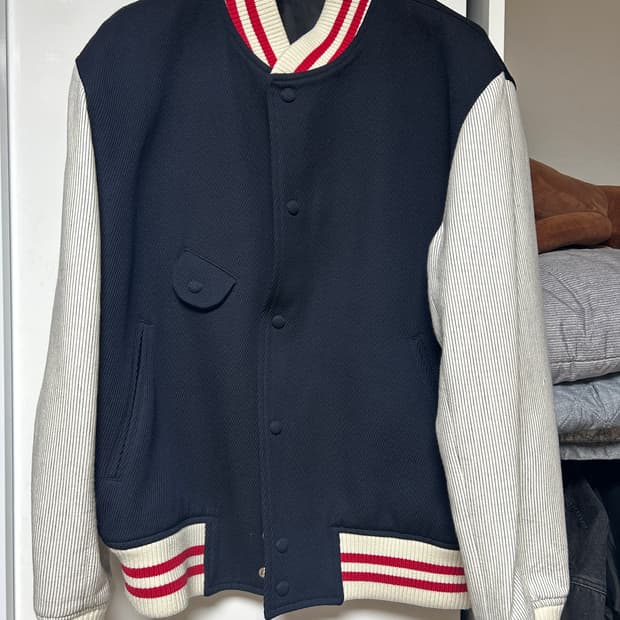 STU Embroidery Wool Stripe Varcity  navy