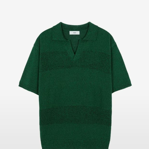 앨무드 하프 니트 셔츠 그린