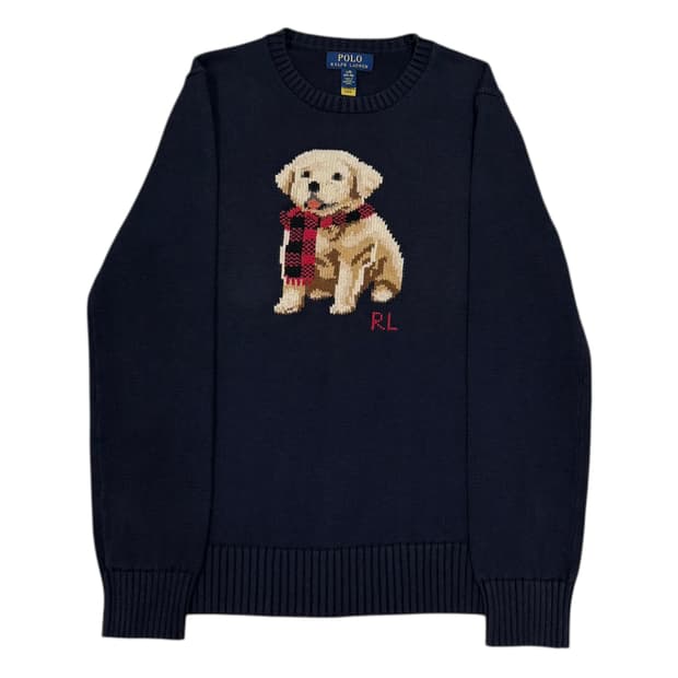 폴로 랄프로렌 퍼피 강아지 도그 니트 네이비 L
