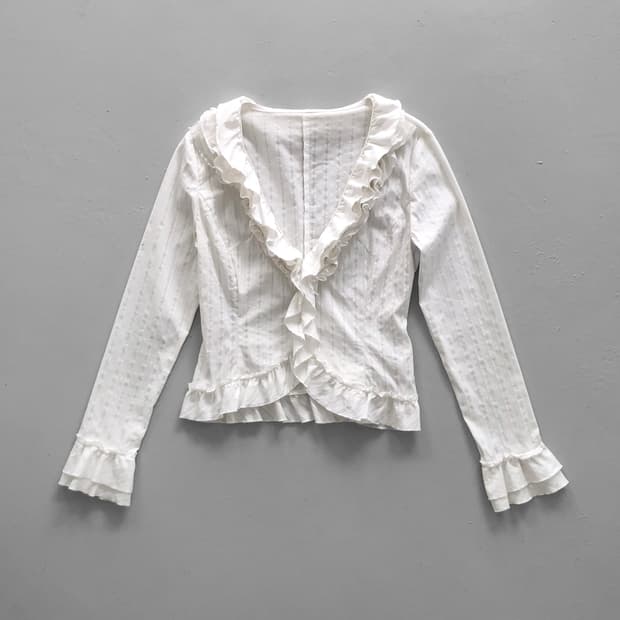 frill crop blouse