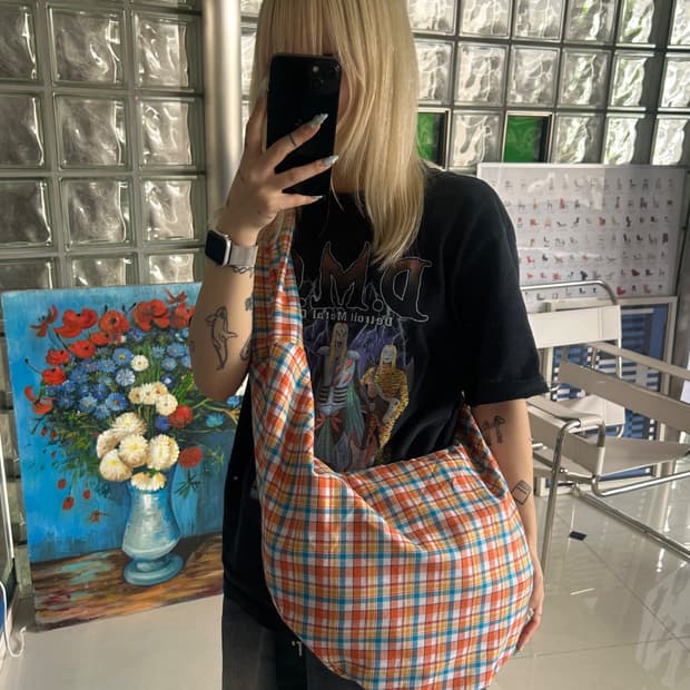 Check round eco bag 가방