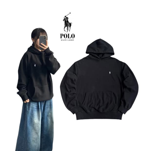폴로 포니 후드티 블랙