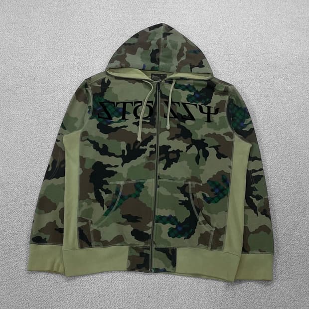 스투시 Stussy 스펠 로고 카모 후드집업