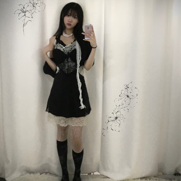 블랙 무채색 오리엔탈 페어리 코디세트