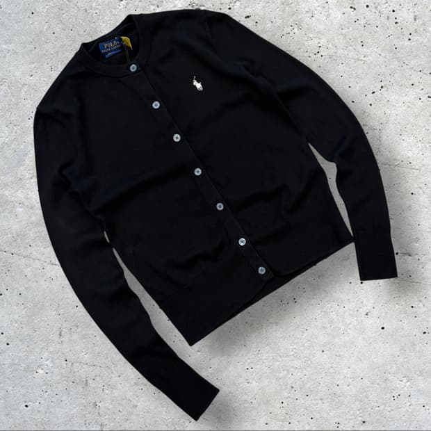 [XS] 폴로 랄프로렌 큐알 피마코튼 블랙 니트 가디건 D25