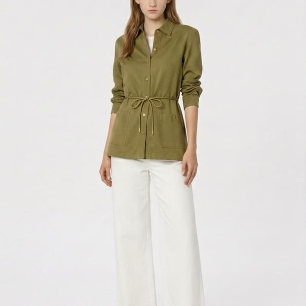 띠어리 벨티드 셔츠형 린넨자켓 66사이즈