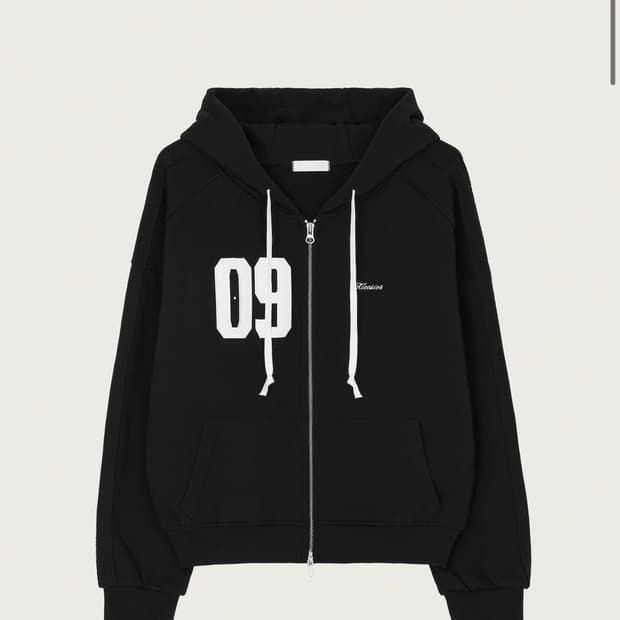 클리시어 클래식 09 넘버링 후드집업 블랙