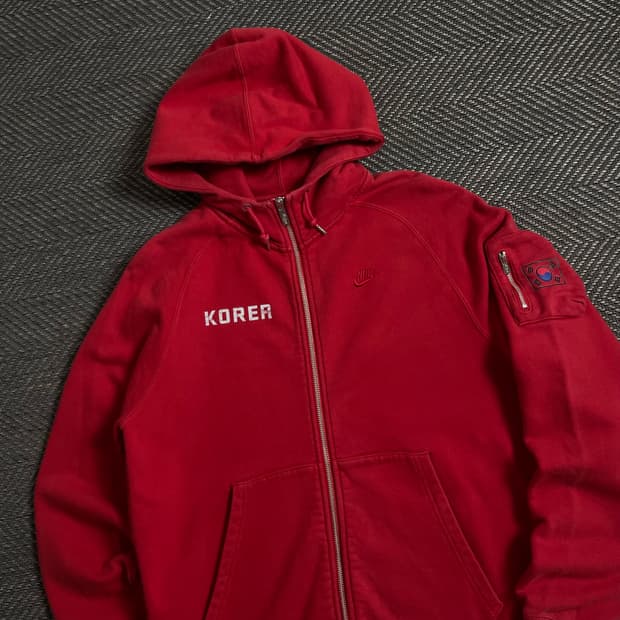 나이키 코리아 국대 스웻 후드집업 레드y 4659