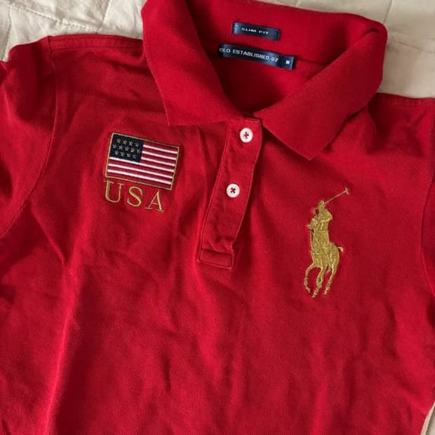 폴로 랄프로렌 레드 성조기 빅포니 카라셔츠