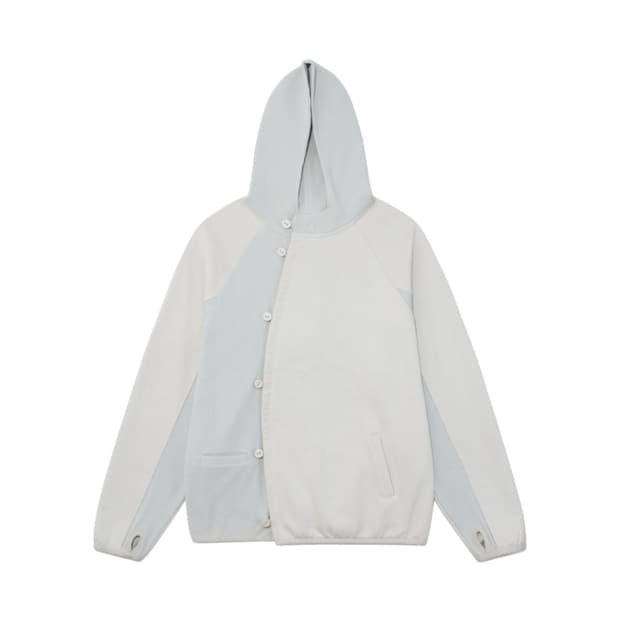 TCM curved button waffle jacket (sky blu