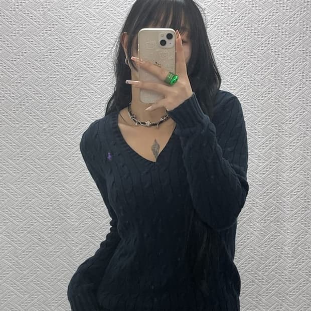 폴로 랄프로렌 빈티지 캐주얼 여리핏 폭닥 케이블 니트 S C08215