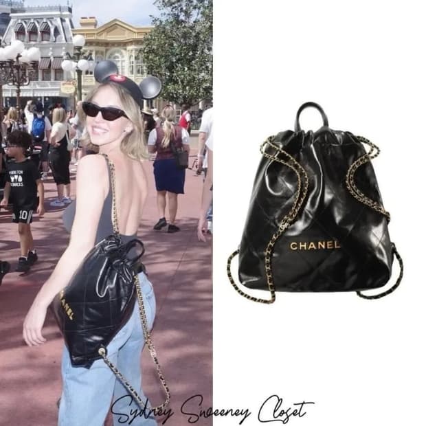 샤넬 22백 미듐 블랙 금장 체인 백