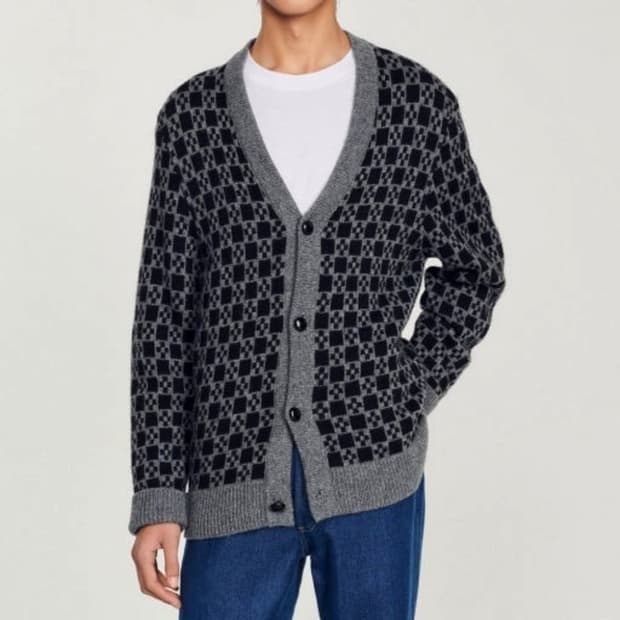 산드로옴므 22 크로스 자카드 가디건