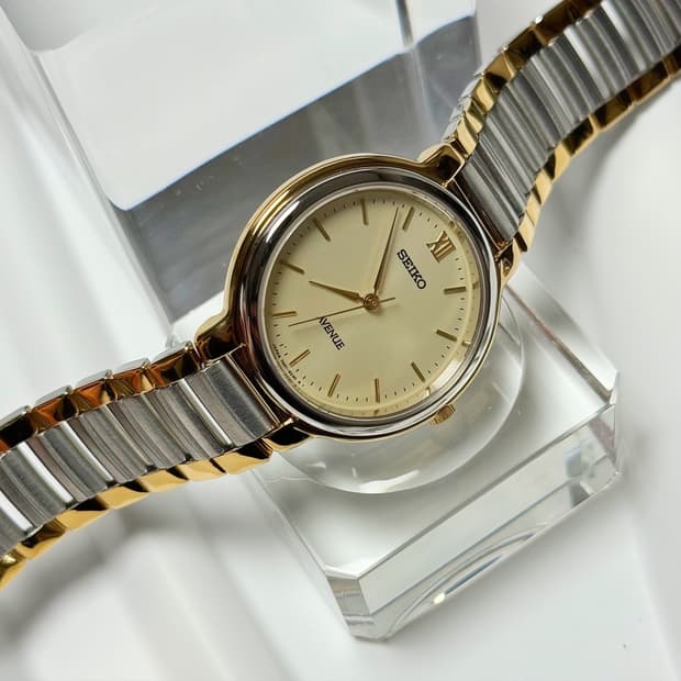 80's90's 빈티지 세이코 애비뉴 샴페인 로마 콤비 브레이슬릿 워치