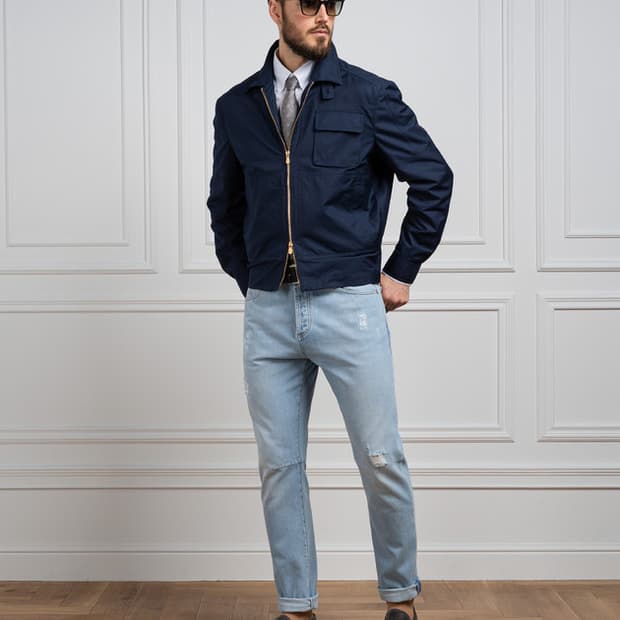 브루넬로 쿠치넬리 디스 자수로고 가죽패치 데님팬츠