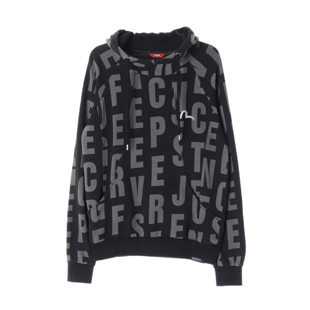 EVISU 블랙 로고 패턴 후드티 M