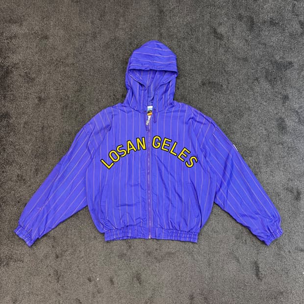 LA 핀스트라이프 후드 자켓