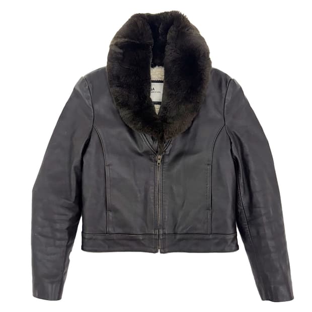 TOGA Mouton Collar Leather Jacket/ M