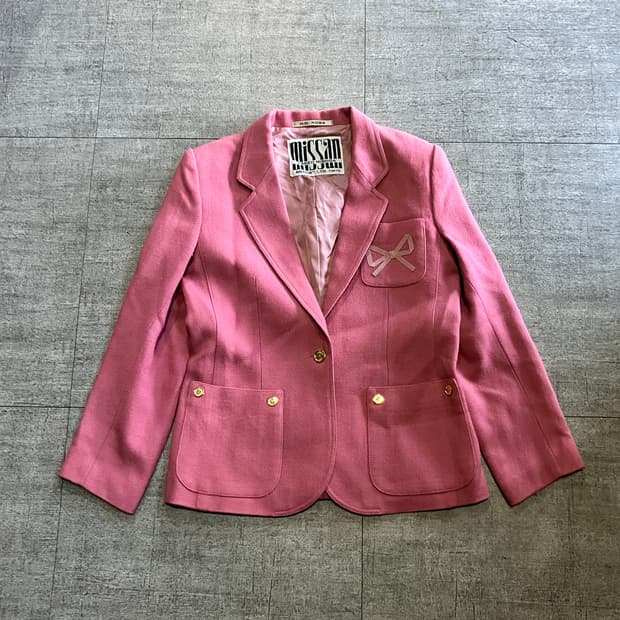 일본빈티지 Missan 하구미모리걸 달천깔페어리 리본블레이저자켓 핑크