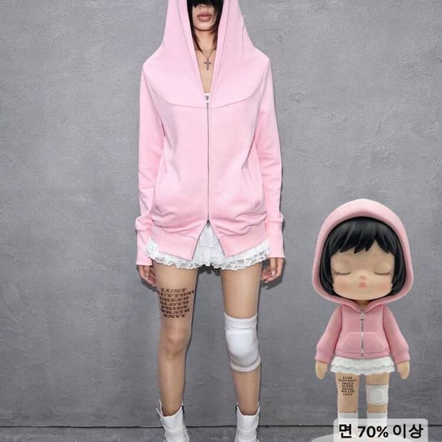 쉬인 ROMWE 핑크 후드집업