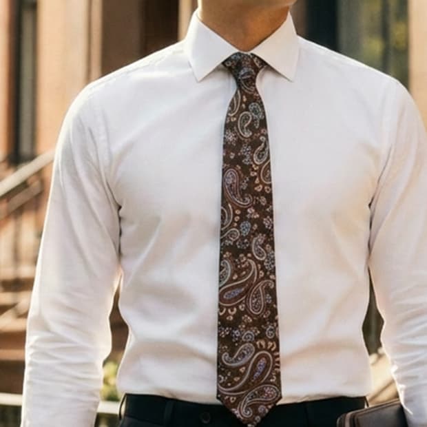 타임 실크 브라운 페이즐리 넥타이 7.5cm S~A+등급 K2509