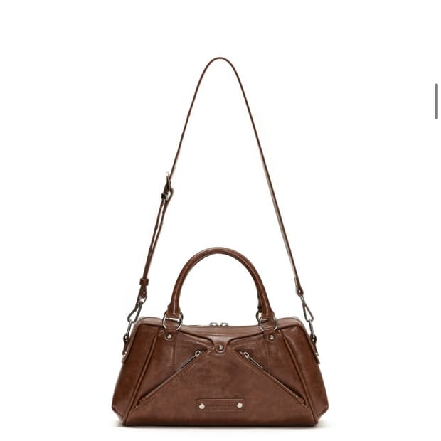 썬번프로젝트 Faux Leather Mini M.O.S Bag BROWN