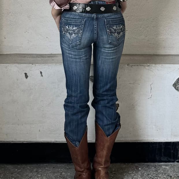 Denim boots cut pants