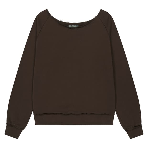 코이세이오 038 오프숄더 스웨트셔츠 맨투맨 브라운