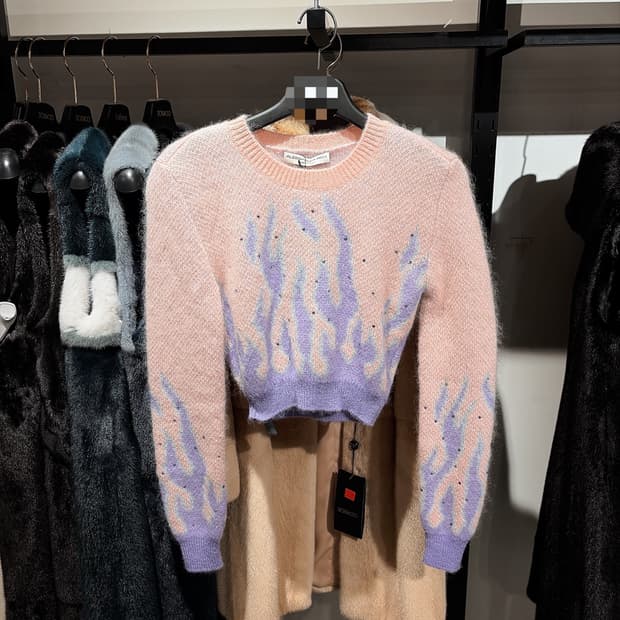 (정품/새상품) 알레산드라 리치 여성 모헤어 큐빅 플레임 자카드 니트